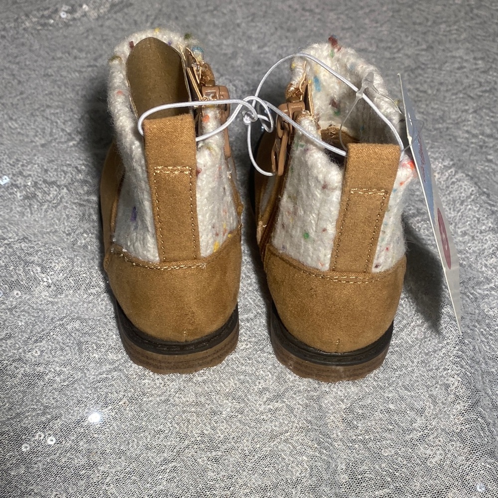 Cat & Jack Kids' Cognac Emmaline Brown Boots with Speckled Knit Cuff - Picture 4 of 6